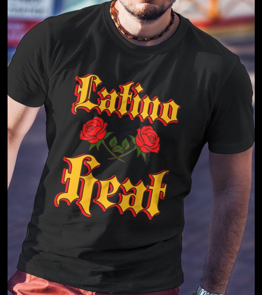 Latino Heat Red Roses Bold Font T-Shirt