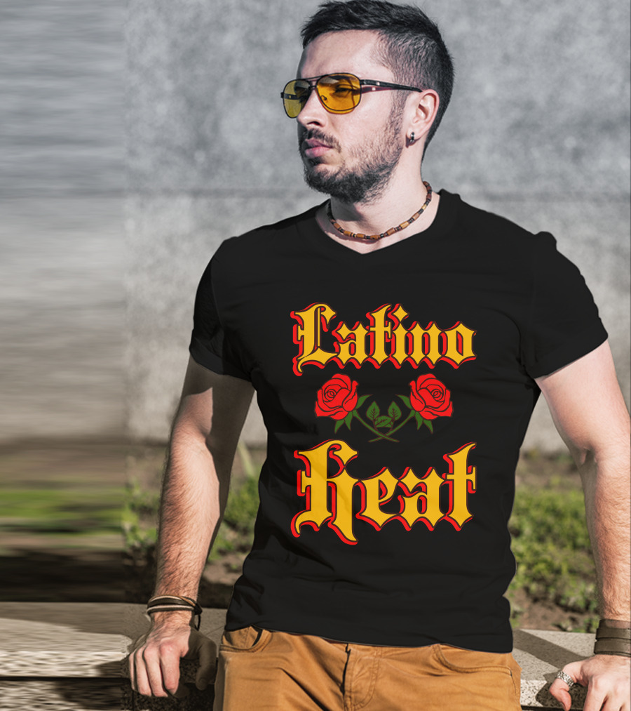 Latino Heat Red Roses Bold Font T-Shirt