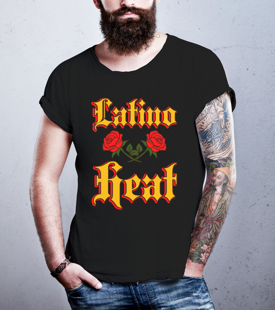 Latino Heat Red Roses Bold Font T-Shirt