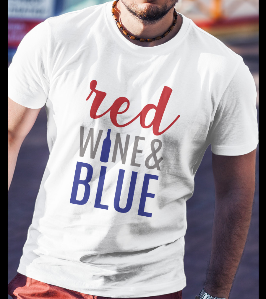 Red Wine Bottle And Blue T-Shirt