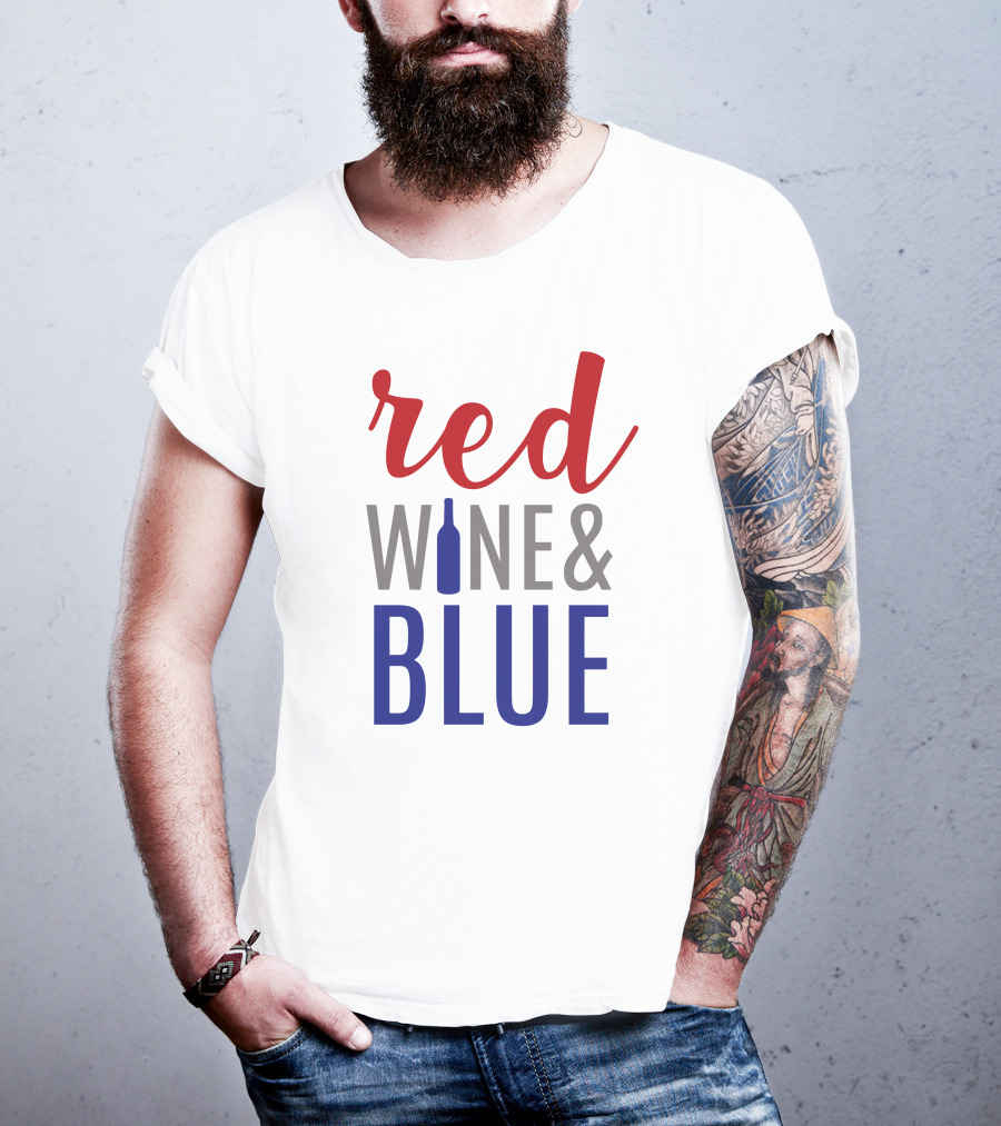Red Wine Bottle And Blue T-Shirt