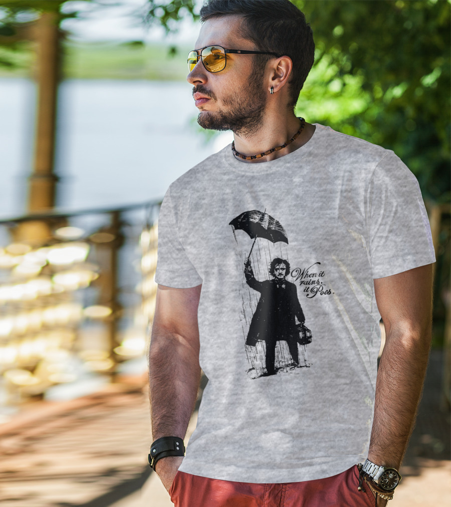 When It Rains It Poes Edgar Umbrella T-Shirt