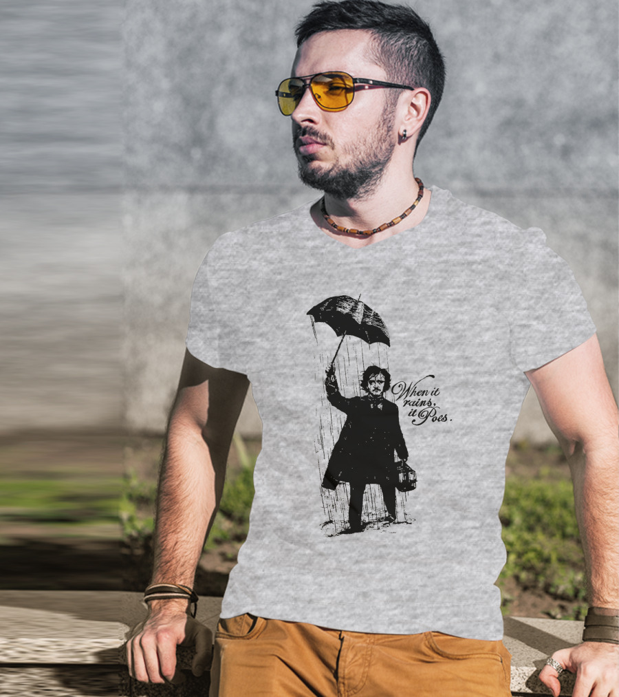 When It Rains It Poes Edgar Umbrella T-Shirt