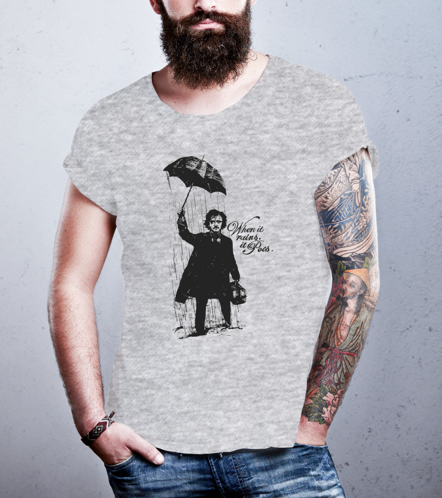 When It Rains It Poes Edgar Umbrella T-Shirt