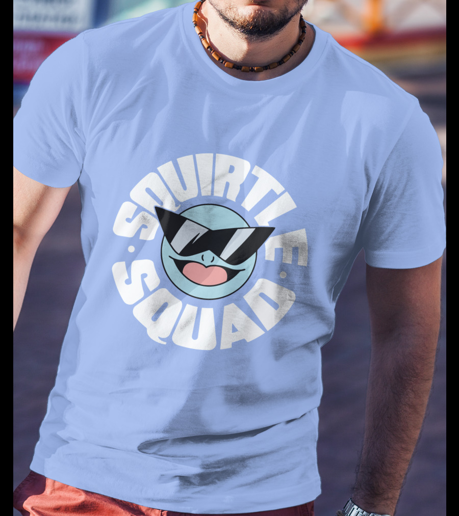 Squirtle Squad Sunglasses Icon Blue Background T-Shirt