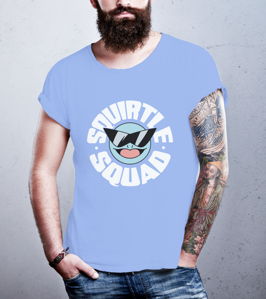 Squirtle Squad Sunglasses Icon Blue Background T-Shirt