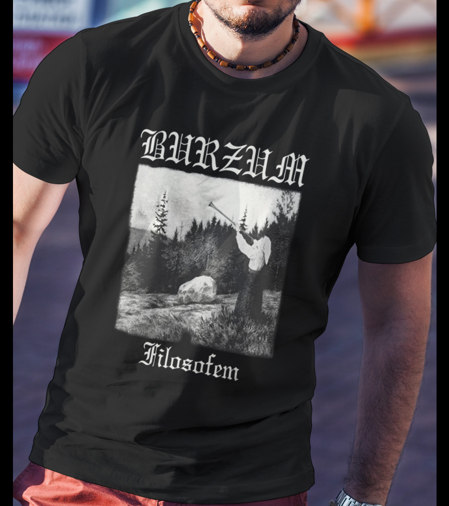 Burzum Filosofem Forest Scene With Figure Playing Horn T-Shirt
