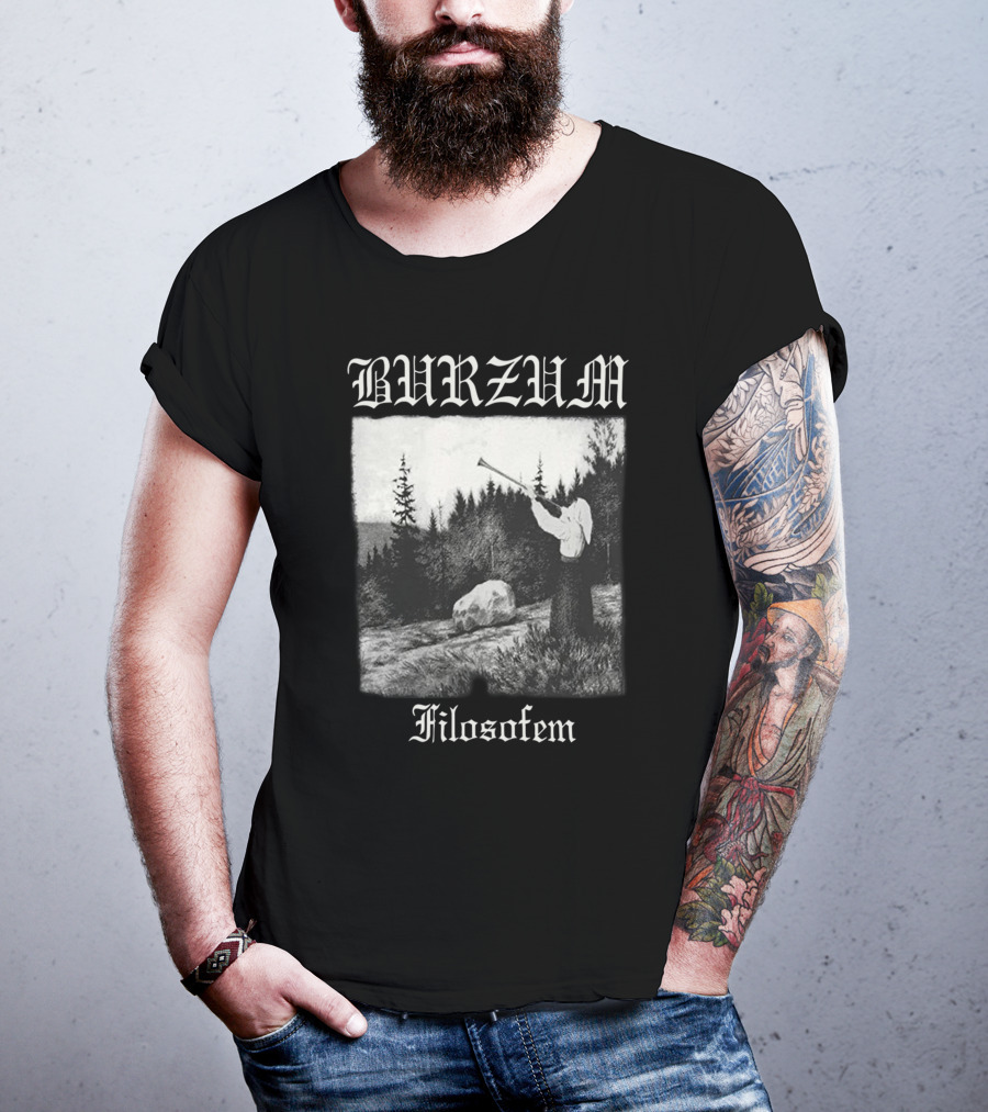 Burzum Filosofem Forest Scene With Figure Playing Horn T-Shirt