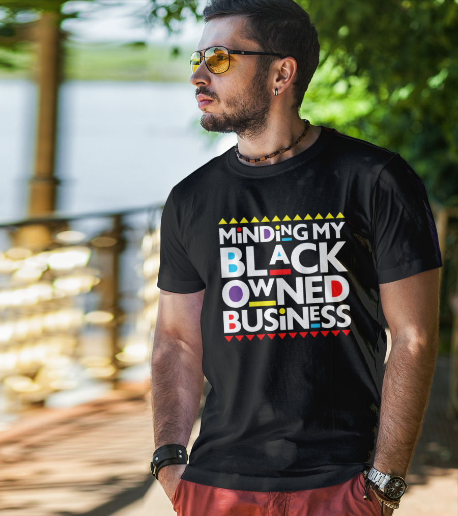 Minding My Black Owned Business Multicolor Geometric T-Shirt