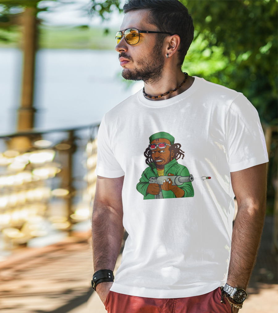 Earl Swea Merch Sick Character With Gun And Dreadlocks In Green T-Shirt