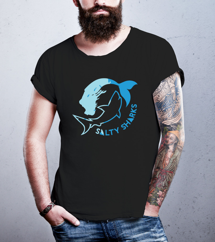 Salty Sharks Logo Blue Ocean Theme Salty Sharks T-Shirt