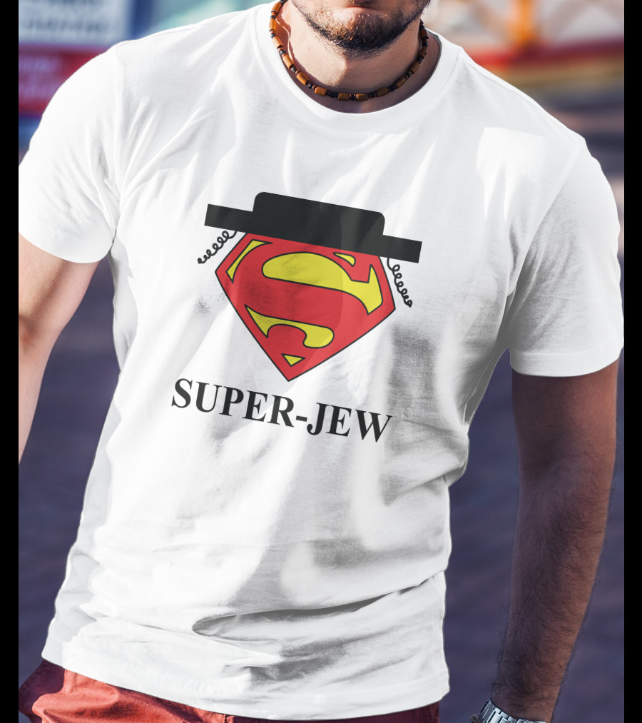 Super-Jew Superman Logo Black Hat Peyos Mixture T-Shirt