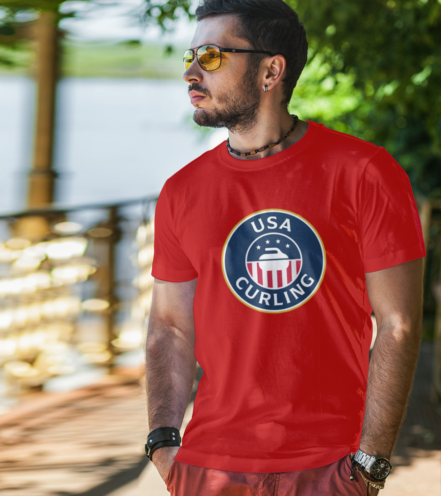 USA Curling Team Peterson Red Emblem T-Shirt