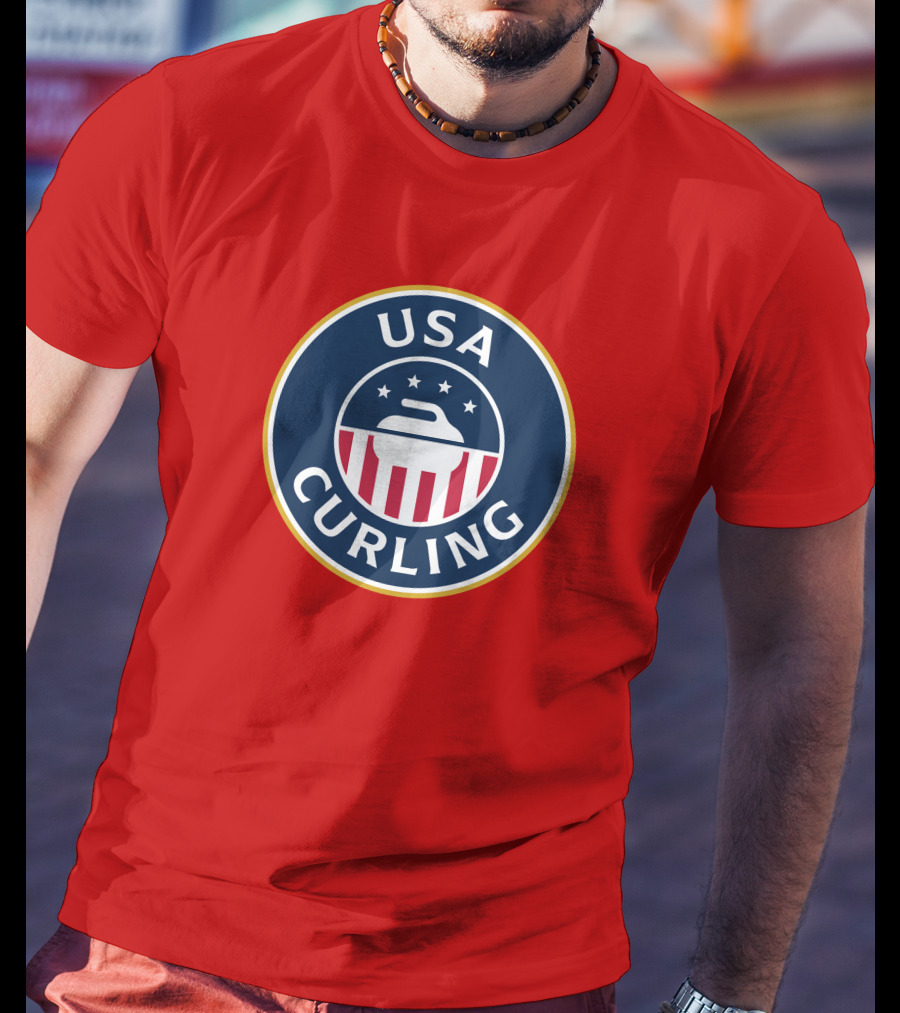 USA Curling Team Peterson Red Emblem T-Shirt