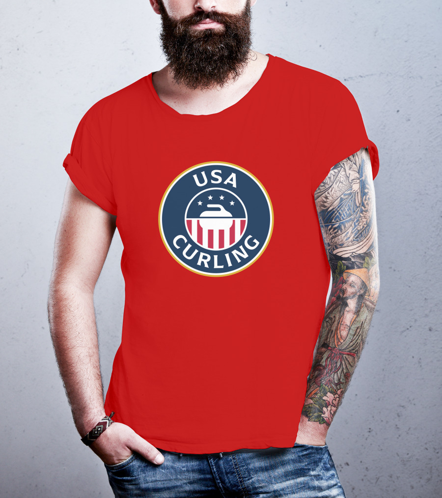 USA Curling Team Peterson Red Emblem T-Shirt