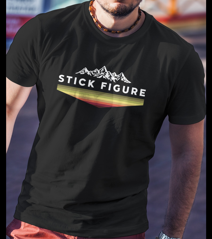 Stick Figure Mountain Range Raglan Merch T-Shirt