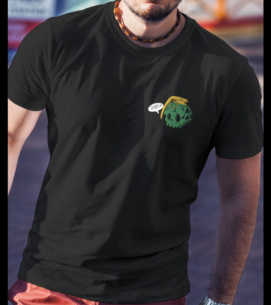 Thicc Boy Merch Oops Speech Bubble Grenade Skull Long Body T-Shirt