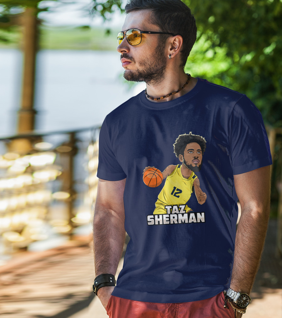Taz Sherman Basketball Illustration 12 Lakers Jersey Players Trunk Collaboration T-Shirt