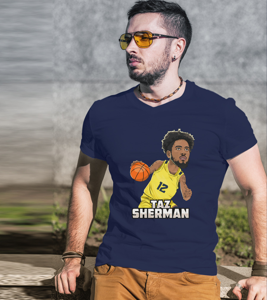 Taz Sherman Basketball Illustration 12 Lakers Jersey Players Trunk Collaboration T-Shirt