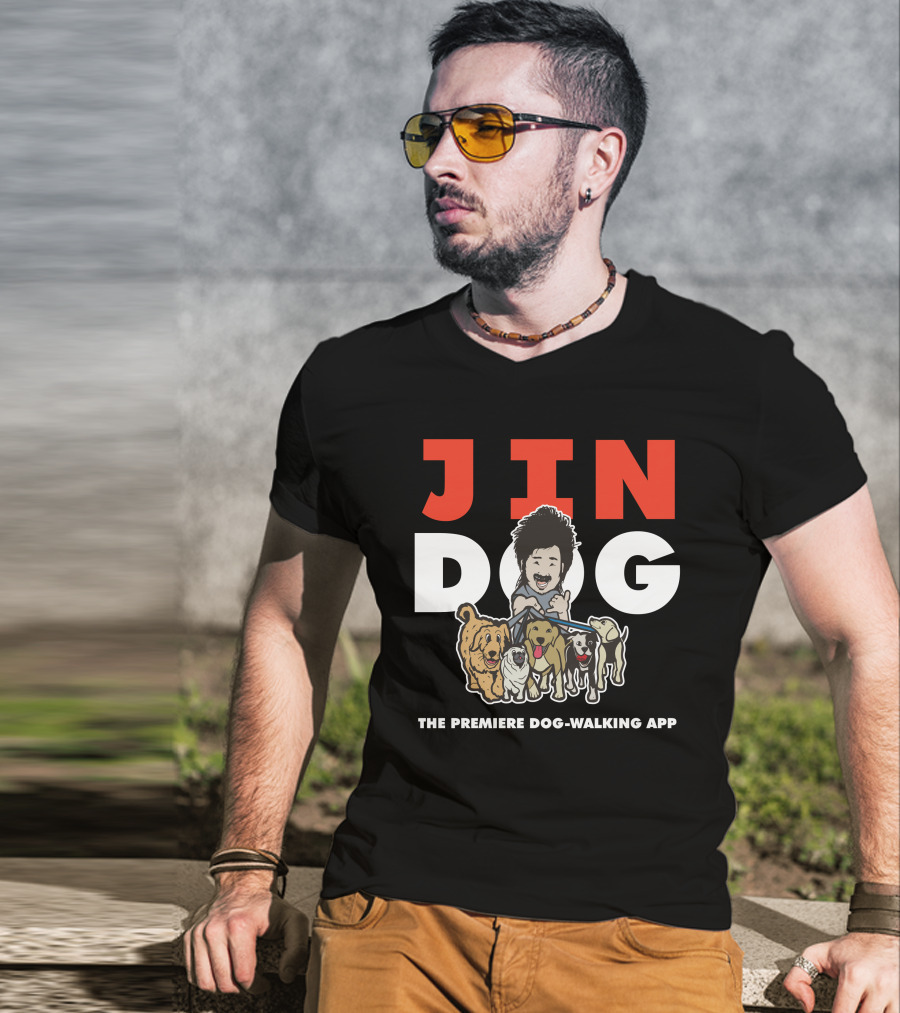 Jindog The Premiere Dog-Walking App Fun Cartoon T-Shirt