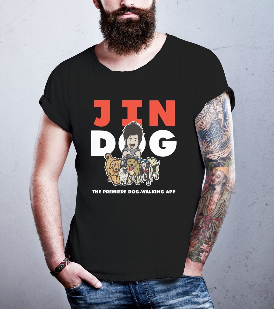 Jindog The Premiere Dog-Walking App Fun Cartoon T-Shirt