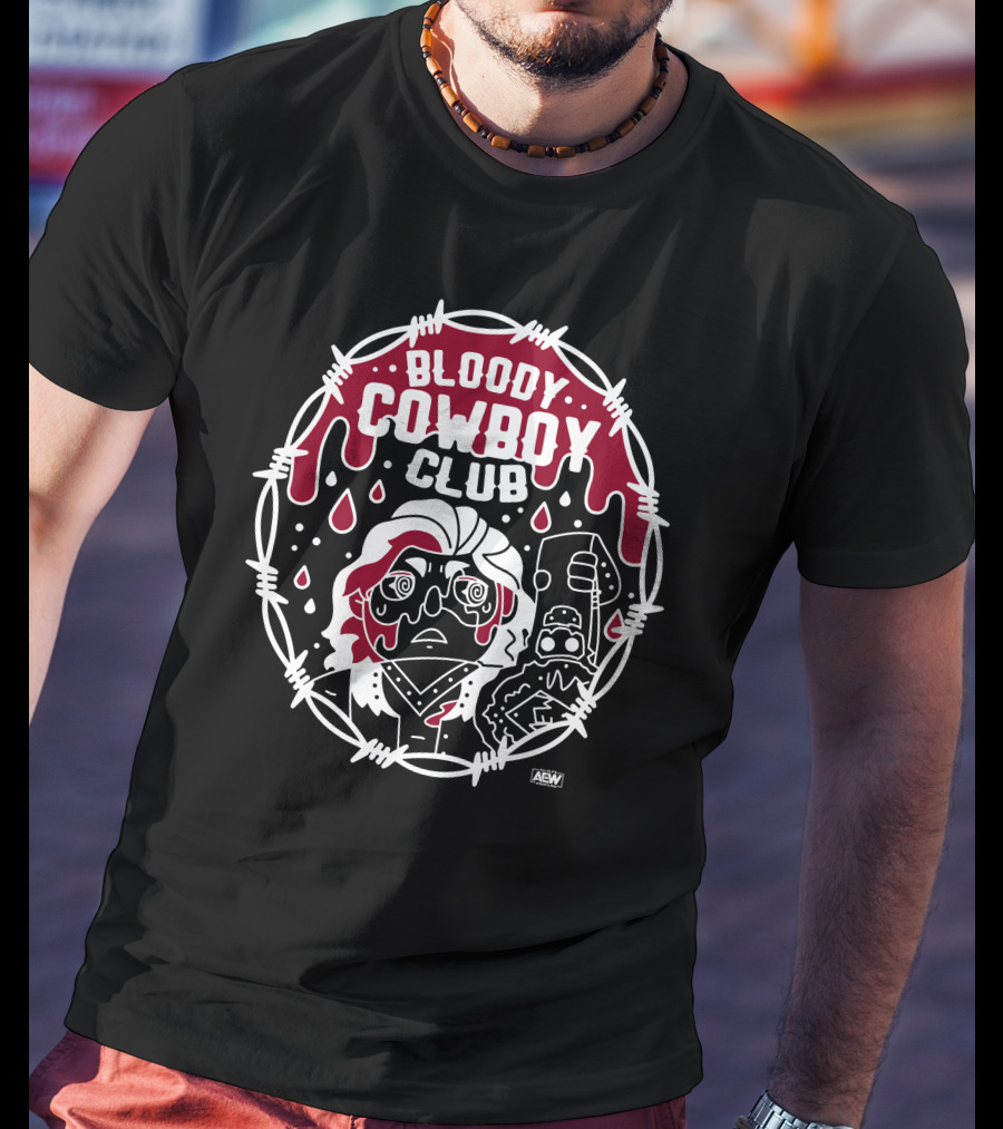 All Elite Wrestling Hangman Adam Page Bloody Cowboy Club AEW Merchandise T-Shirt
