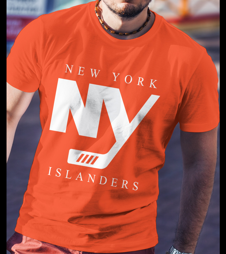 New York Islanders NY Hockey Text Stamp T-Shirt