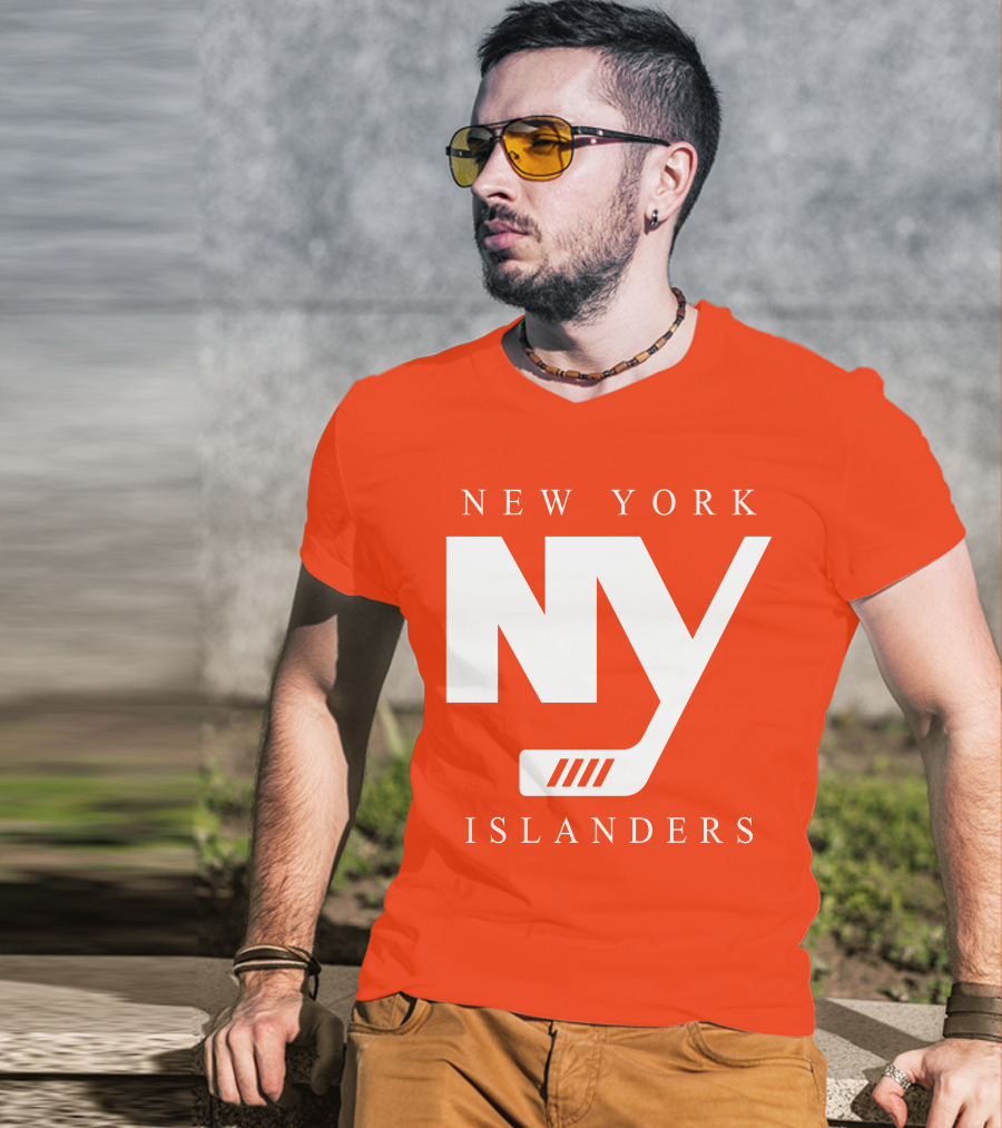 New York Islanders NY Hockey Text Stamp T-Shirt