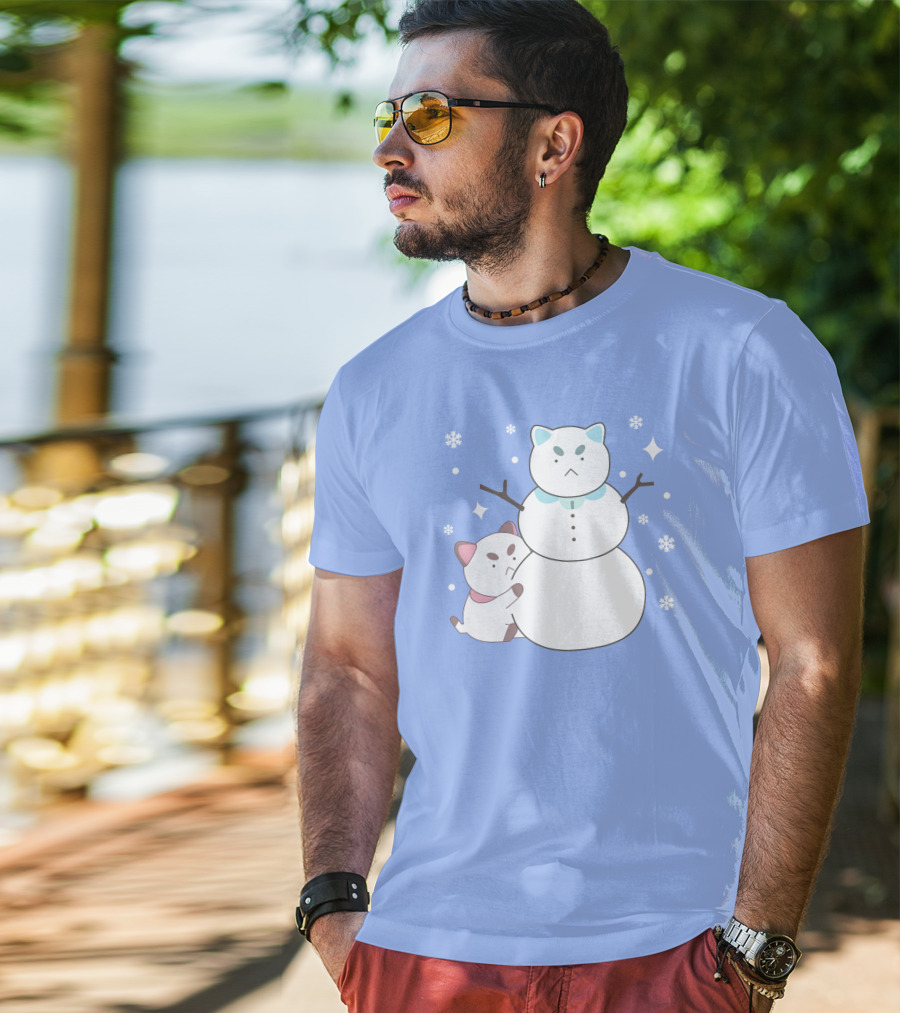 Bee And Puppycat Cute Snowman Scene T-Shirt