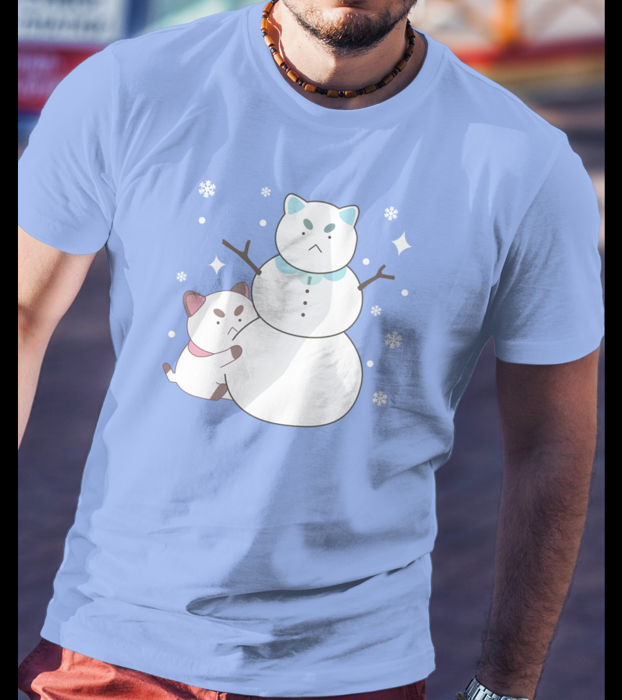 Bee And Puppycat Cute Snowman Scene T-Shirt