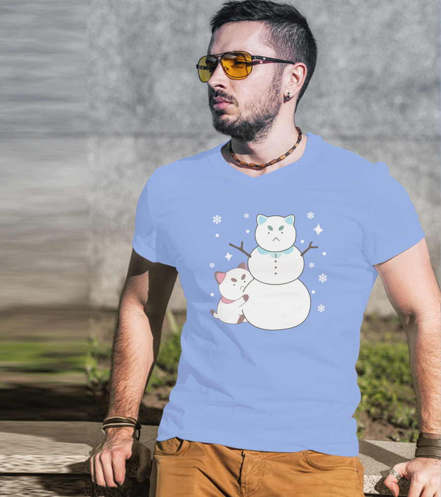 Bee And Puppycat Cute Snowman Scene T-Shirt