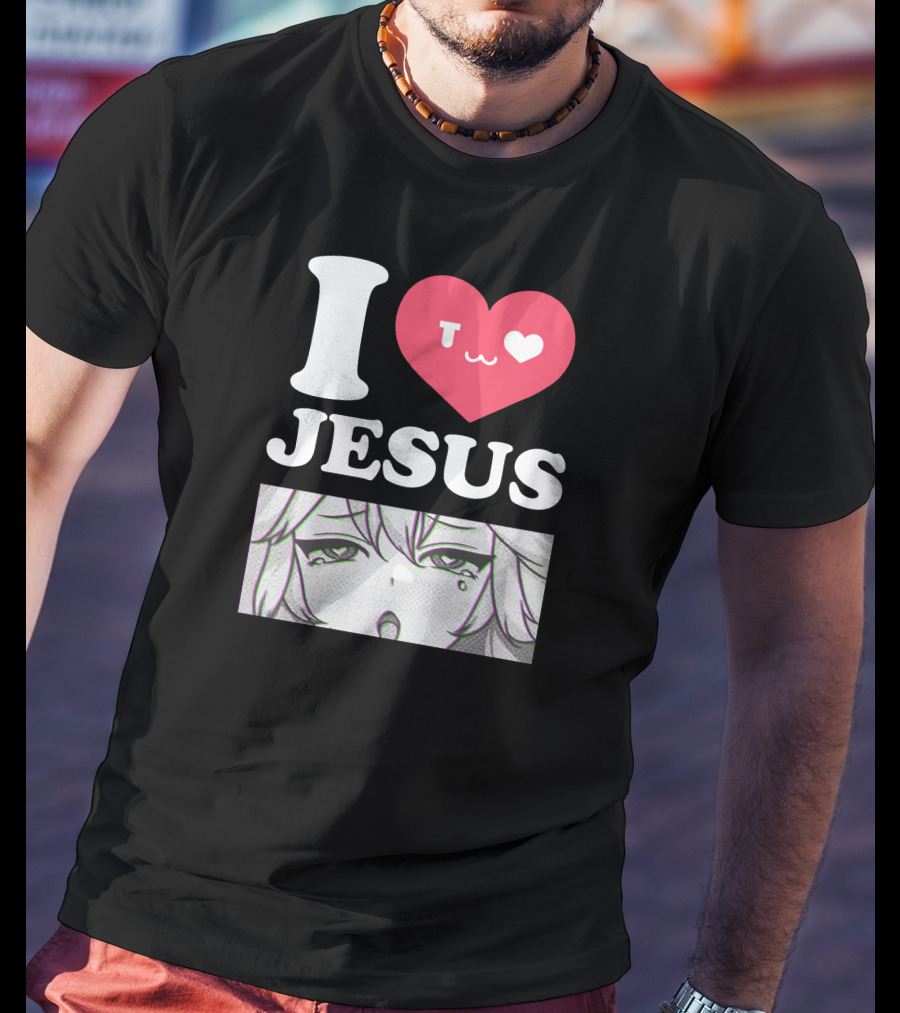 Vshojo I Love Jesus Heart Anime Face UwU Expression T-Shirt