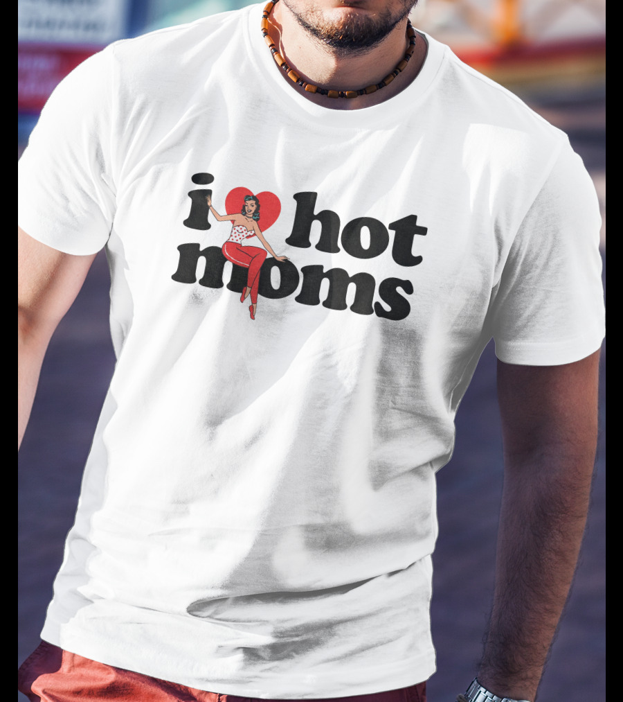 Danny Duncan I Heart Hot Moms Retro Style White T-Shirt