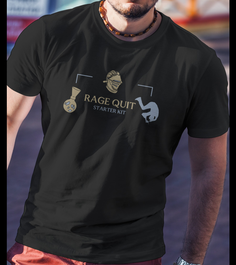 Rage Quit Starter Kit Knight Helmet Controller Grenade T-Shirt