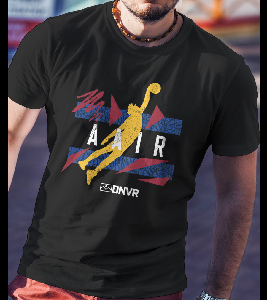 AAIR AG Basketball Jump With Blue And Red Geometric Elements T-Shirt