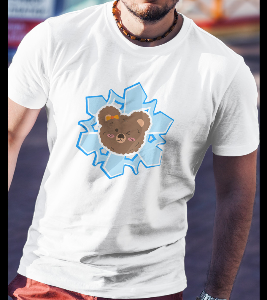 Christmas Bears Snowflake Adorable Bear Head T-Shirt