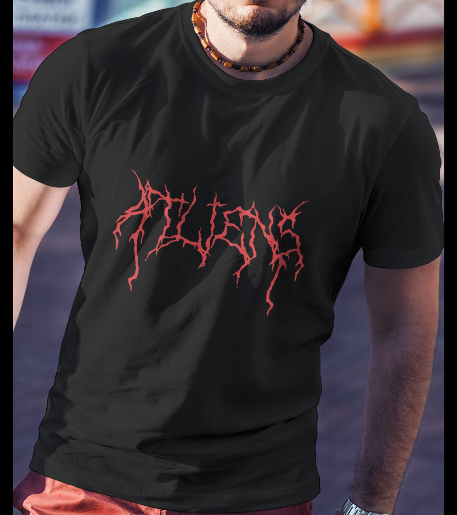 KT8 Merch ATLiens Red Text Black Metal T-Shirt