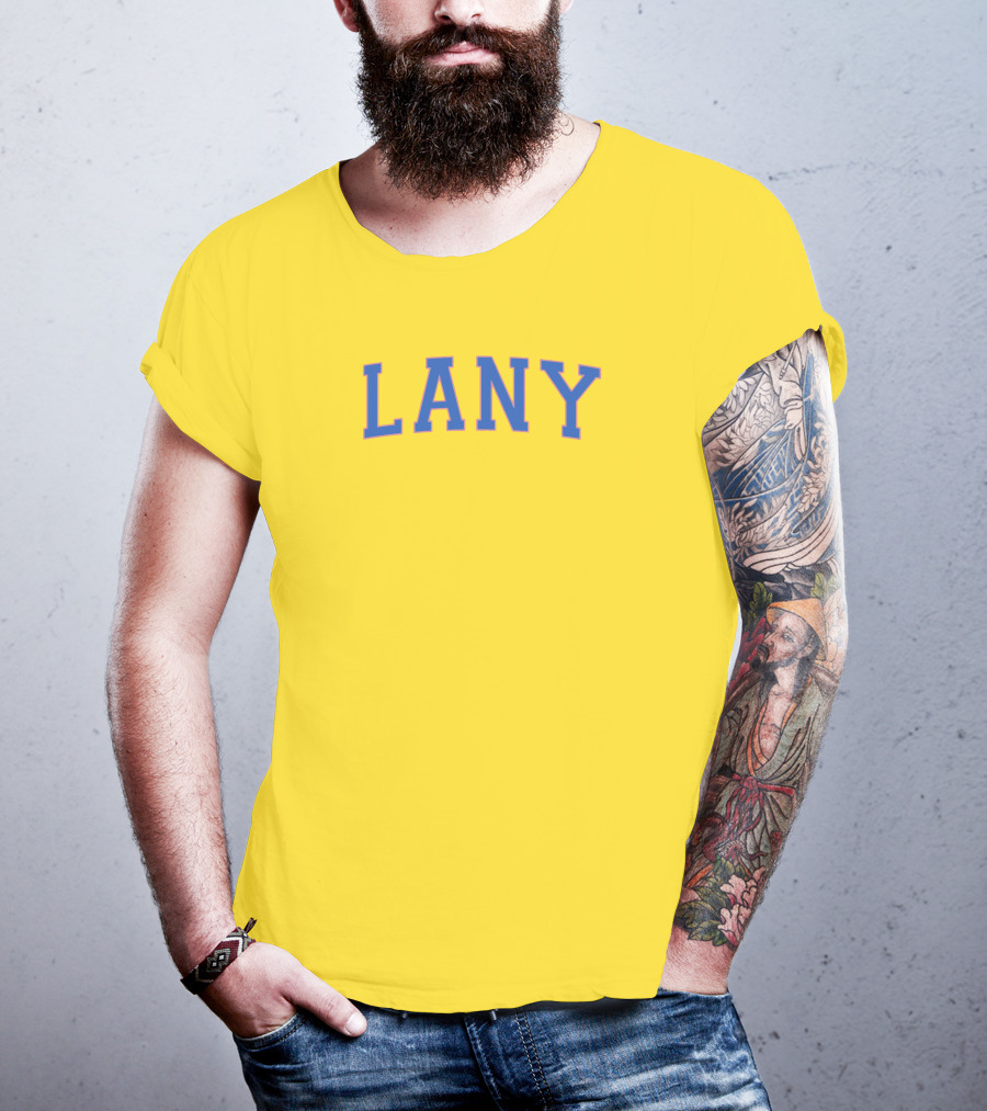 Lany Blue Lettering On Yellow Varsity Crewneck T-Shirt