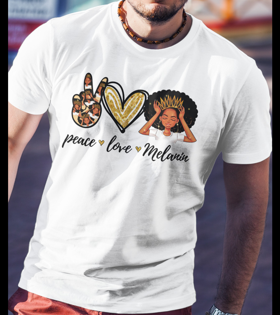 Peace Love Melanin Black Lives Matter Human Rights Equality Empowerment Icons T-Shirt