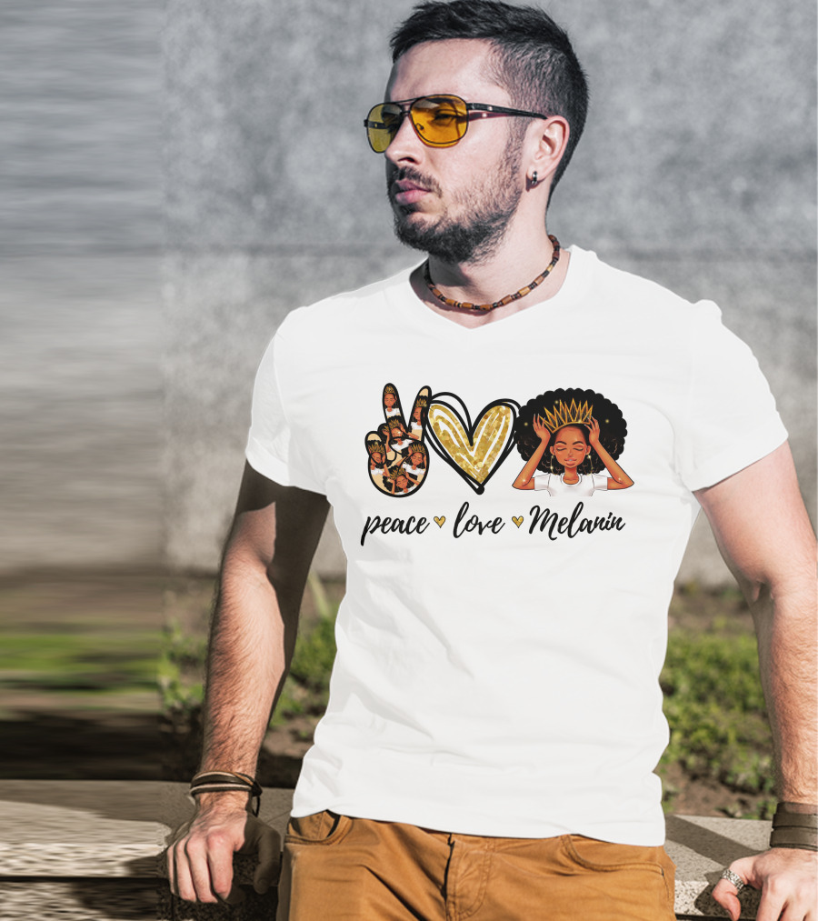 Peace Love Melanin Black Lives Matter Human Rights Equality Empowerment Icons T-Shirt