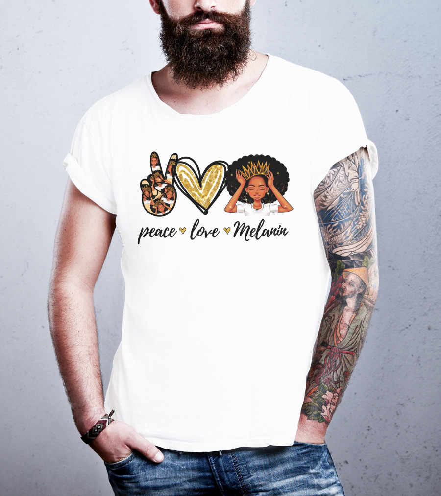 Peace Love Melanin Black Lives Matter Human Rights Equality Empowerment Icons T-Shirt