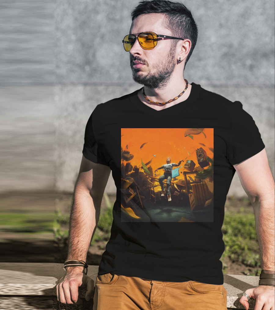 Nopressureshop Com Logic No Pressure Album Cover Floating Surreal Scene T-Shirt