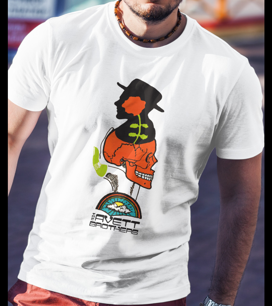 Avett Brothers Merch Skull Flower Hat Sunburst T-Shirt