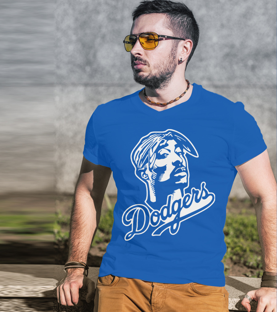 Tupac Dodgers Urban Streetwear Icon Collaboration T-Shirt