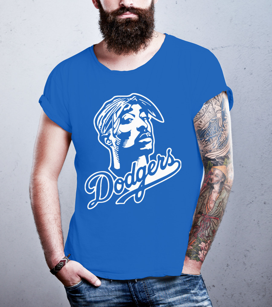 Tupac Dodgers Urban Streetwear Icon Collaboration T-Shirt
