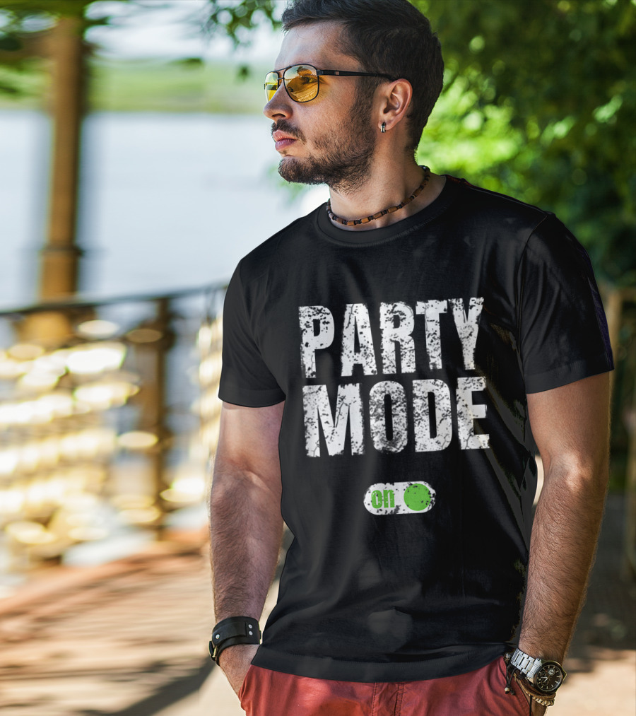 Party Mode On Off Sequin Switch Green Button T-Shirt