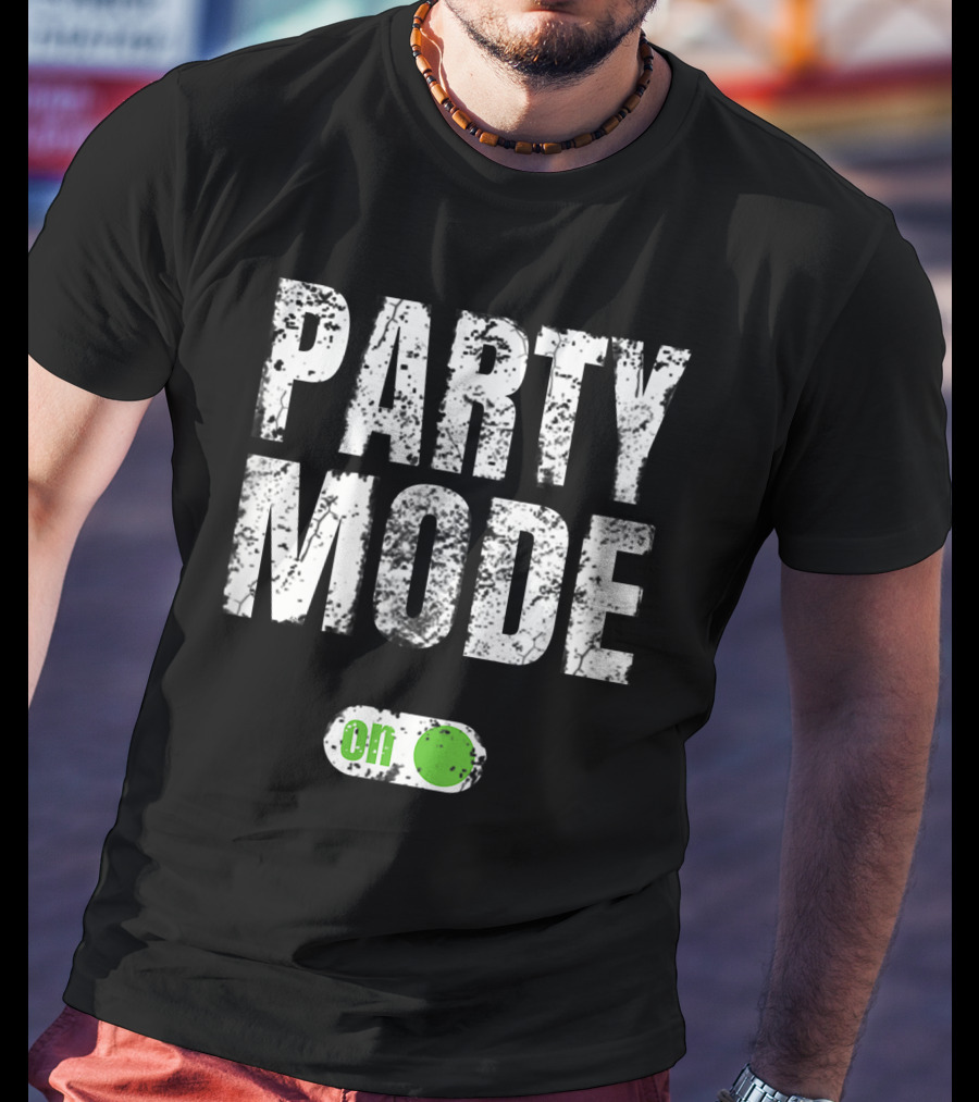 Party Mode On Off Sequin Switch Green Button T-Shirt