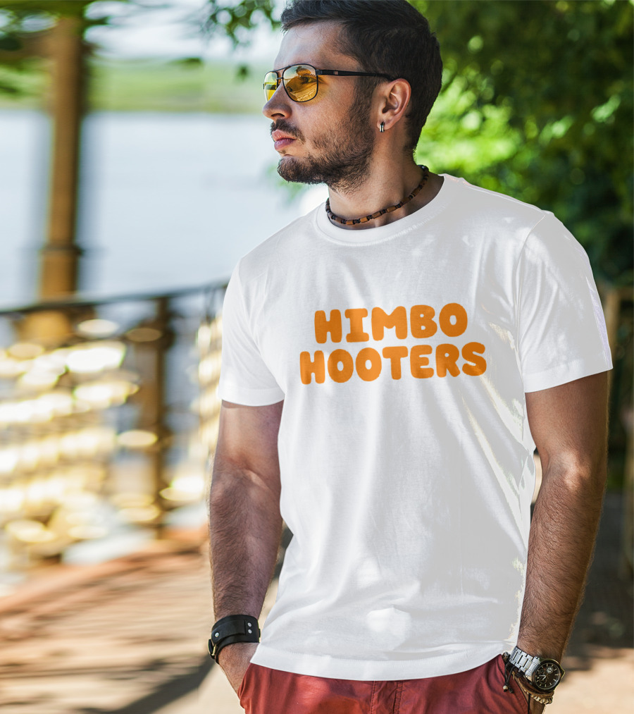 Himbo Hooters Bold Orange Retro-Inspired Text T-Shirt