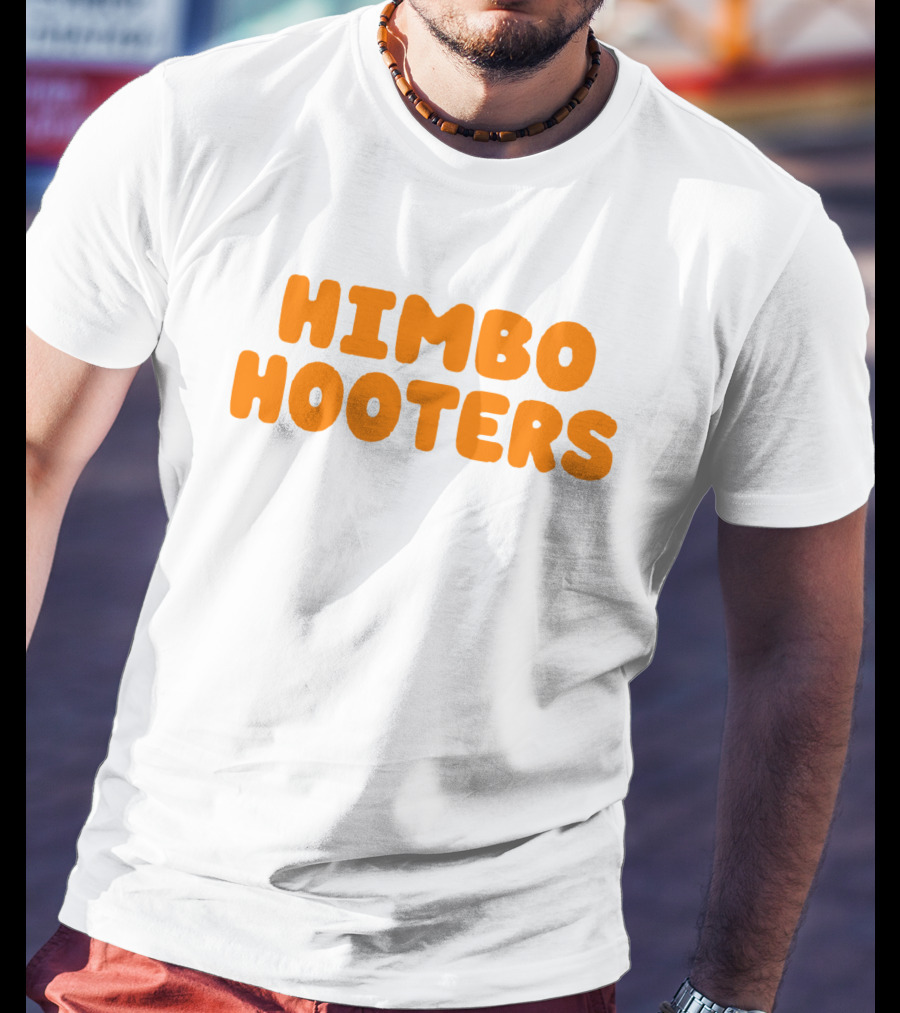 Himbo Hooters Bold Orange Retro-Inspired Text T-Shirt