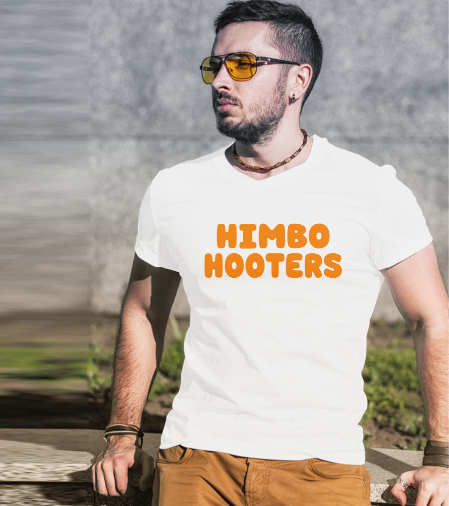 Himbo Hooters Bold Orange Retro-Inspired Text T-Shirt